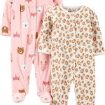 Simple Joys by Carter's Baby Girls' Fleece Footed Sleep and Play, Pack of 2